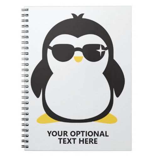 Custom text cool penguin notebook