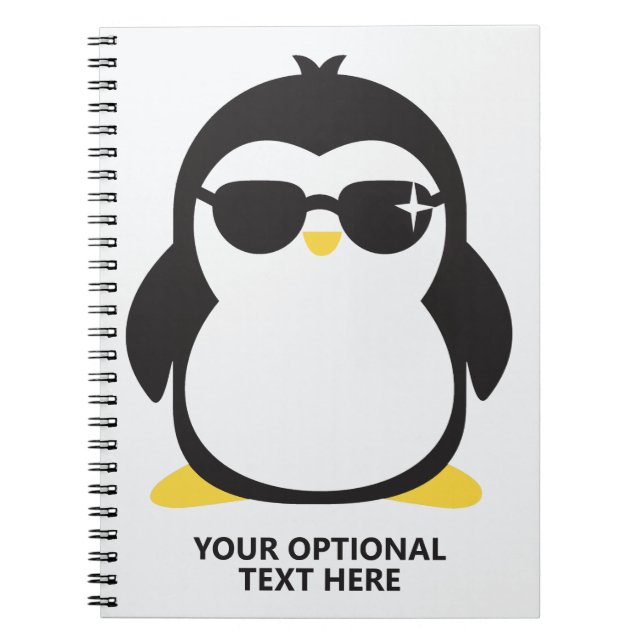 Custom text cool penguin notebook (Front)