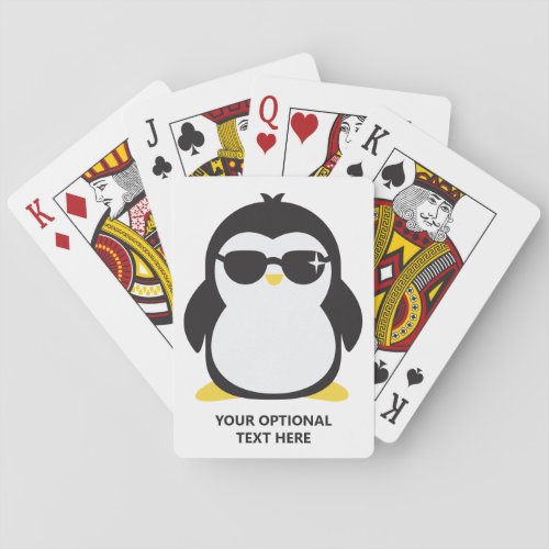 Custom text cool penguin playing cards