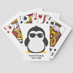 Custom text cool penguin poker cards