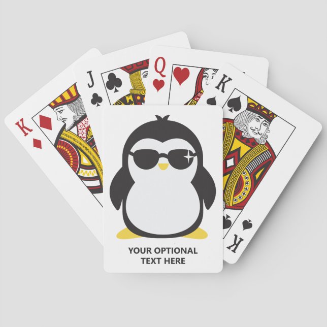 Custom text cool penguin poker cards (Back)