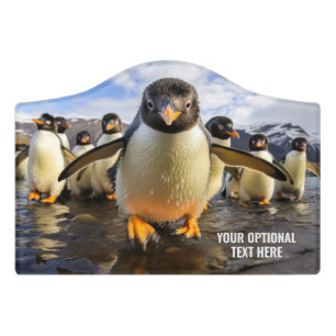 Custom Text Cool Penguins Door Sign