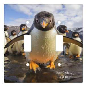 Custom Text Cool Penguins Light Switch Cover