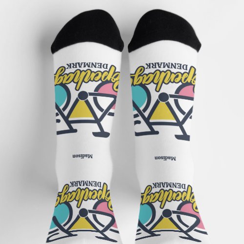 Custom Text Copenhagen Denmark Socks