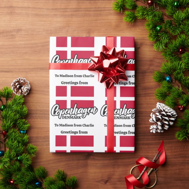Custom Text Copenhagen Denmark Wrapping Paper (Holiday Gift)