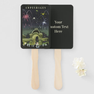 Custom text Copenhagen Vintage Travel fan set