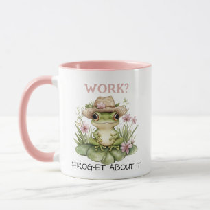 Custom Text Cottagecore Frog in Straw Hat Mug