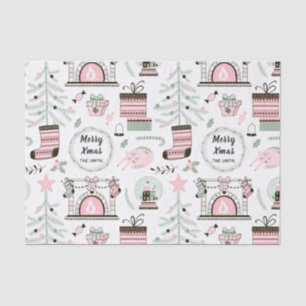 Custom Text Cozy Christmas Pattern Tissue Paper