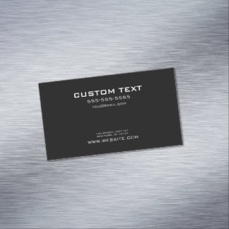 CUSTOM TEXT - Create Your Own Black Minimalist Business Card Magnet