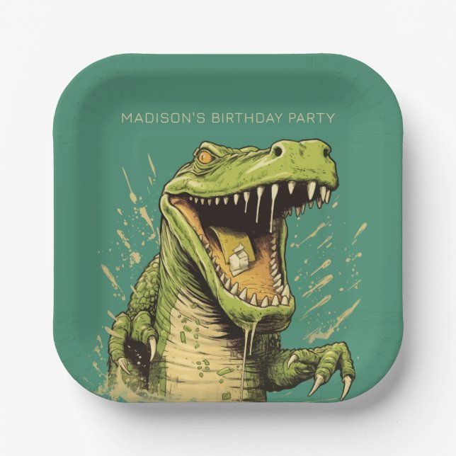 Custom Text Crocodile Paper Plates (Front)