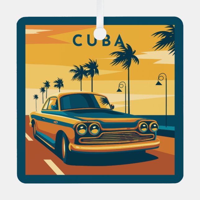 Custom Text Cuba Metal Ornament (Front)