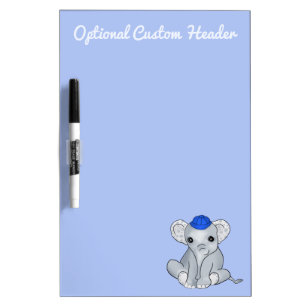 Custom Text Cute Baby Elephant with Blue Cap Dry Erase Board