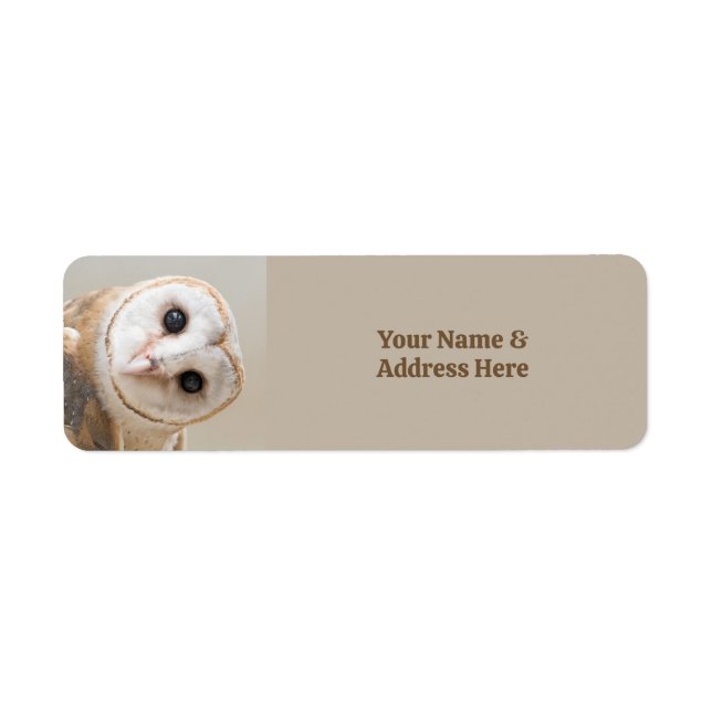 Custom Text Cute Barn Owl Label (Front)