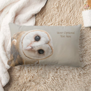Custom Text Cute Barn Owl Lumbar Pillow