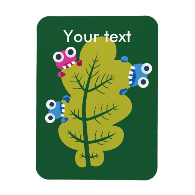 Custom Text Cute Bugs Eat Green Leaf Magnet (Vertical)