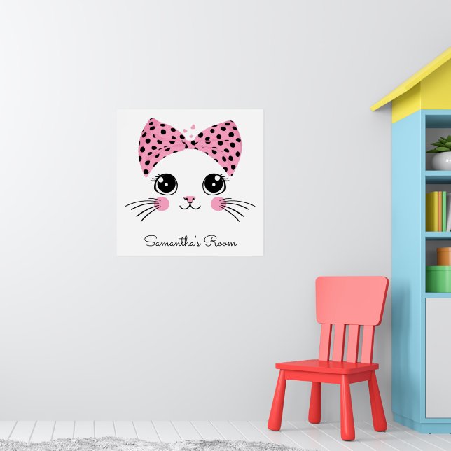 Custom Text Cute Cat Face Poster (Nursery 1)