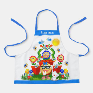 Custom Text Cute colorful Emoji Flowers Design Apron