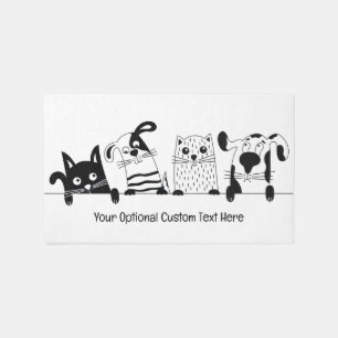 Custom Text Cute Dogs and Cats Rug