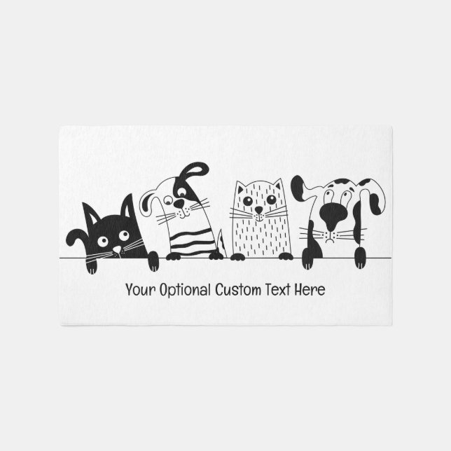 Custom Text Cute Dogs and Cats Rug (Front)