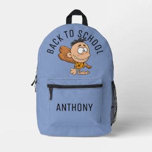 Custom text cute funny cartoon Back to school blu Printed Backpack