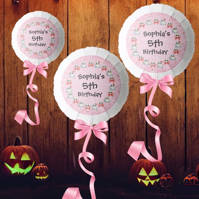 Custom Text Cute Ghost Kids  Birthday Helium   Balloon (Creator Uploaded)