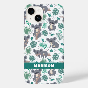 Custom Text Cute Koalas Pattern Case-Mate iPhone 14 Case