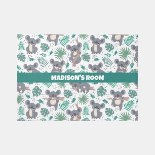 Custom Text Cute Koalas Pattern Rug
