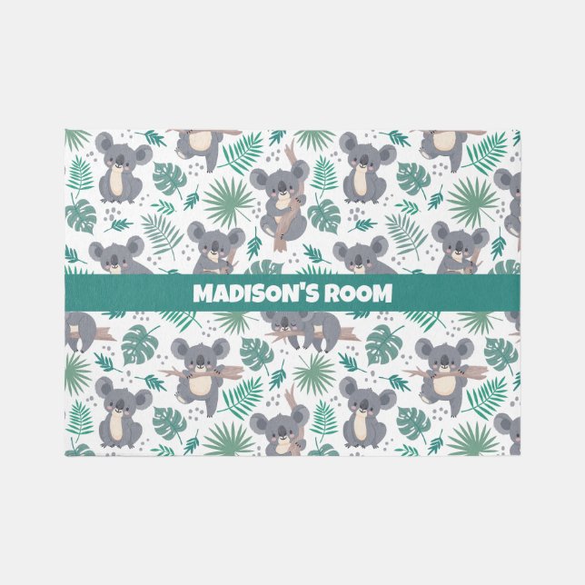 Custom Text Cute Koalas Pattern Rug (Front)