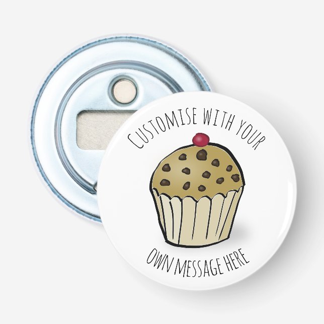 Custom Text Cute Mini Muffin Bottle Opener (Front)