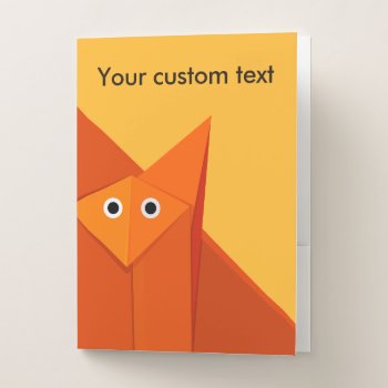 Custom Text Cute Origami Fox Pocket Folder by borianag at Zazzle