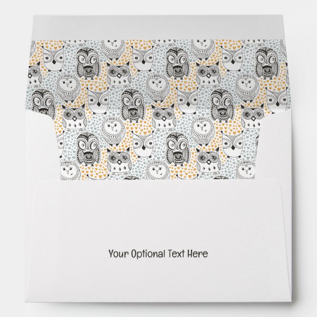 Custom Text Cute Owl Pattern Envelope (Back (Bottom))