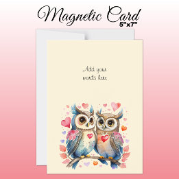 Custom text cute owls magnetic card