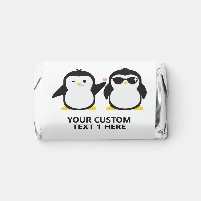 Custom text cute penguins hershey's miniatures (Front)