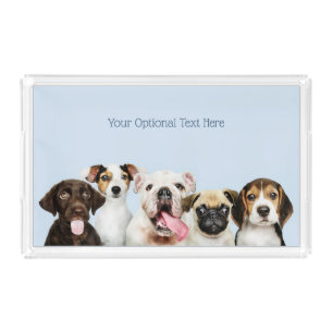 Custom text Cute Puppies Acrylic Tray