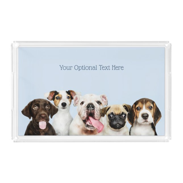 Custom text Cute Puppies Acrylic Tray (Front)