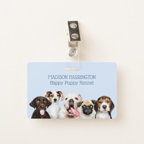 Custom text Cute Puppies Badge