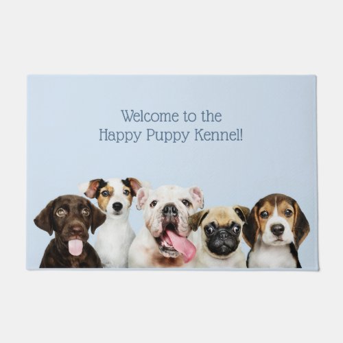 Custom text Cute Puppies door mat