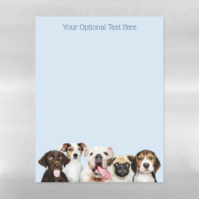 Custom text Cute Puppies Magnetic Dry Erase Sheet (Vertical)