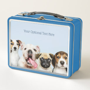 Custom text Cute Puppies Metal Lunch Box