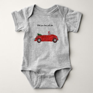Custom text cute red car funny quotes boy grey baby bodysuit