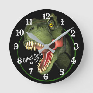 Custom text Cute Scary T-Rex Dinosaur Large Clock