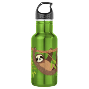 Custom Text Cute Sloth Stainless Steel Water Bottle