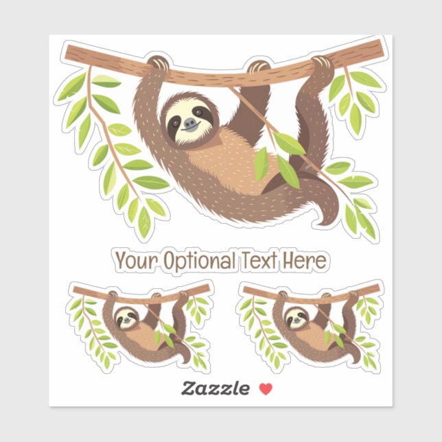 Custom Text Cute Sloth Sticker (Sheet)