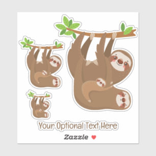 Custom Text Cute Sloth Sticker
