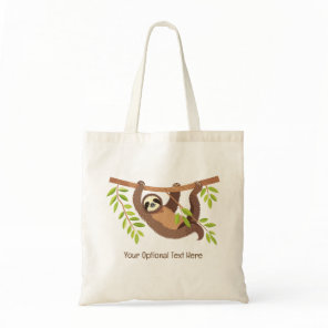 Custom Text Cute Sloth Tote Bag