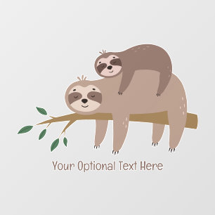 Custom Text Cute Sloth Wall Decal