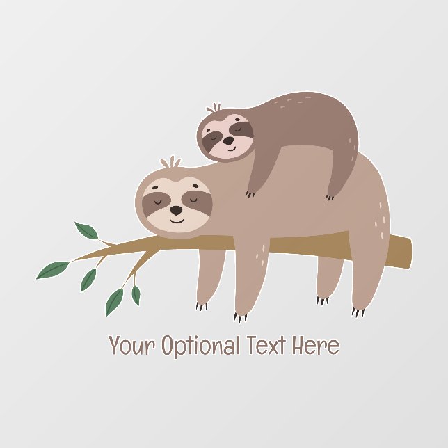 Custom Text Cute Sloth Wall Decal (Front)