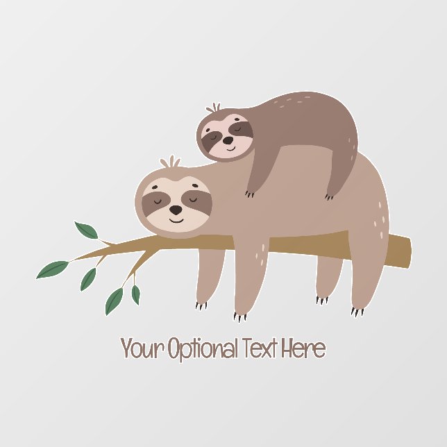 Custom Text Cute Sloth Window Cling (Sheet)
