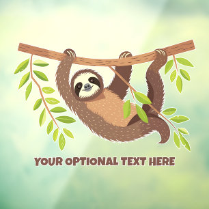 Custom Text Cute Sloth Window Cling