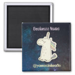 Custom Text Cute Unicorn In Space Magnet at Zazzle